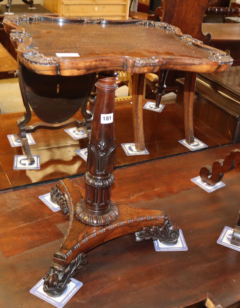A William IV rosewood wine table (altered) W.43cm, D.35cm, H.56cm